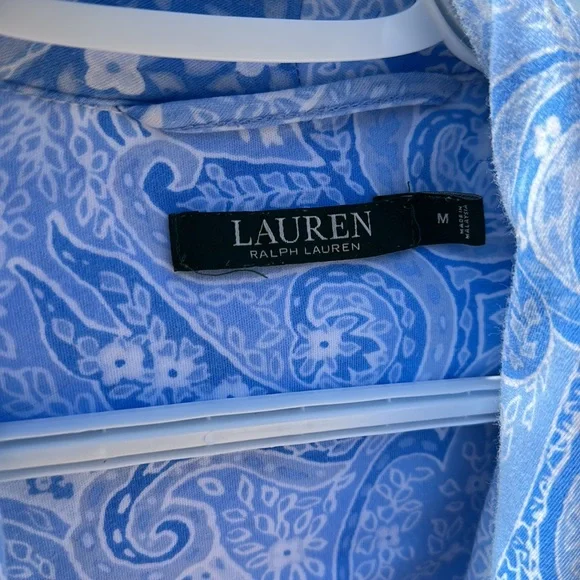 Ralph Lauren Women’s Blue Paisley Kimono Wrap Robe Shawl Collar Size Med